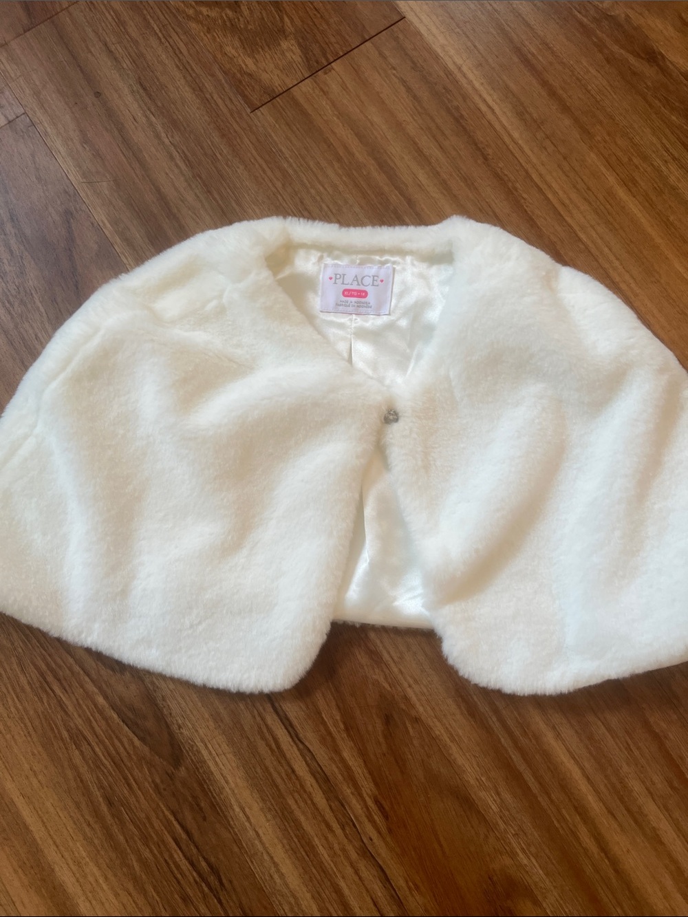 The Children's Place White Faux Fur Cape Shrug